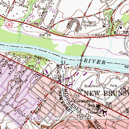 Topographic Map of Mile Run, NJ