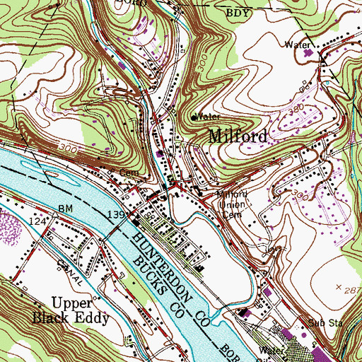 Topographic Map of Milford, NJ