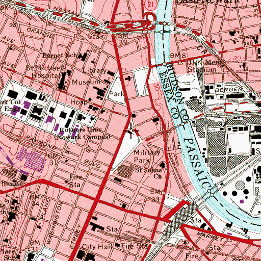 Topographic Map of Military Park, NJ