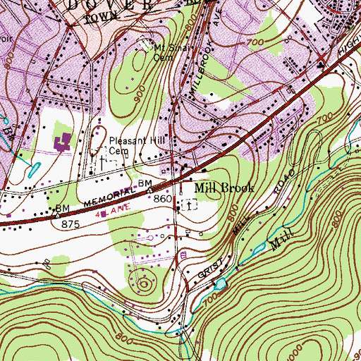 Topographic Map of Mill Brook, NJ