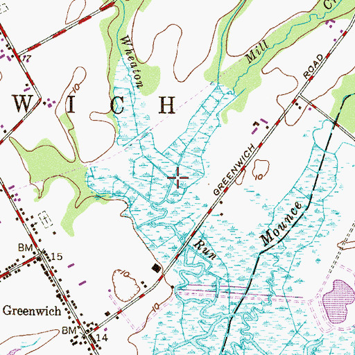 Topographic Map of Mill Creek, NJ