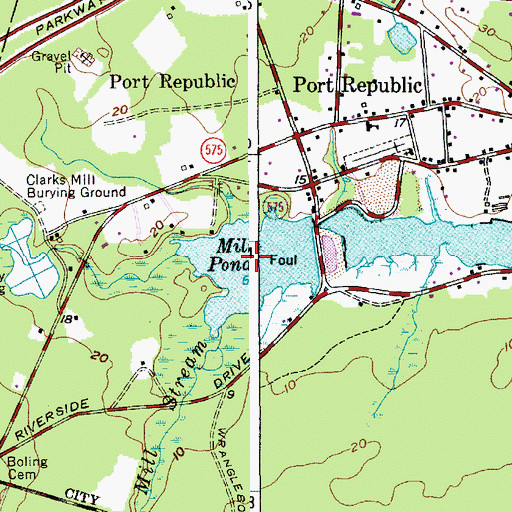 Topographic Map of Mill Pond, NJ