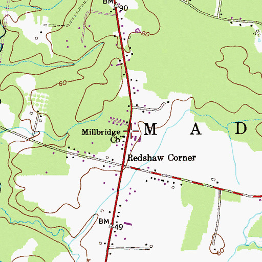 Topographic Map of Millbridge Church, NJ