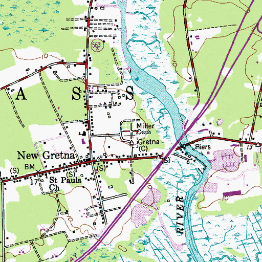 Topographic Map of Miller Cemetery, NJ