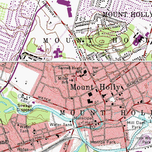 Topographic Map of Miller School, NJ