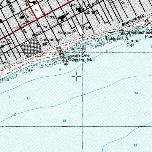 Topographic Map of Million Dollar Pier, NJ