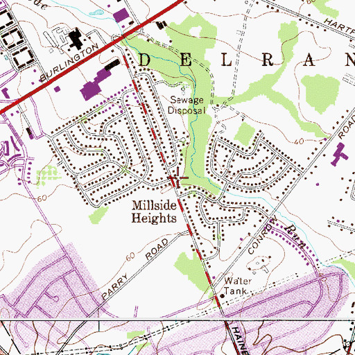 Topographic Map of Millside Heights, NJ