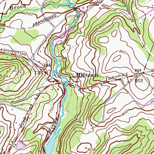 Topographic Map of Milltown, NJ
