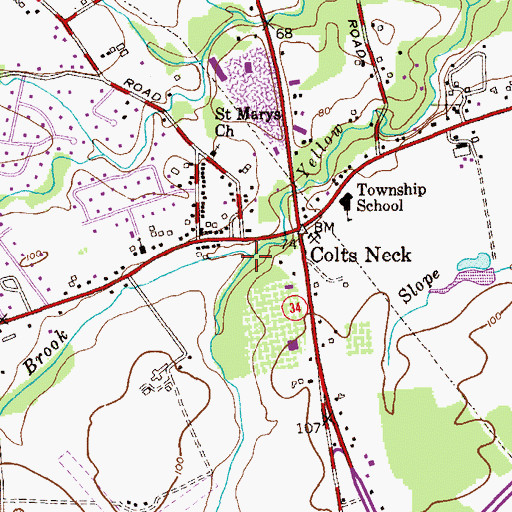 Topographic Map of Mine Brook, NJ