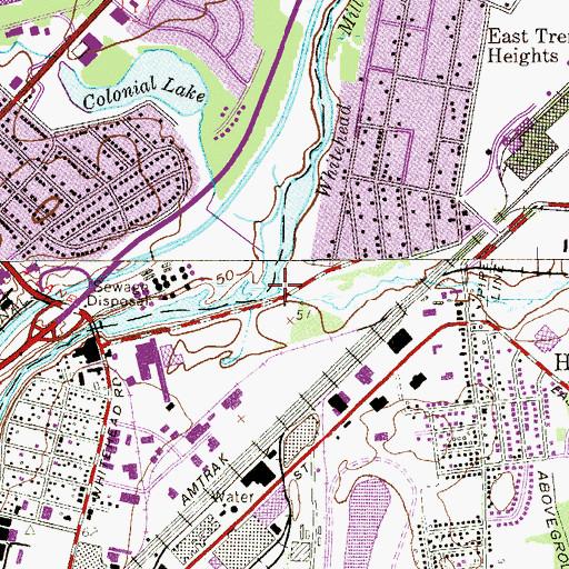 Topographic Map of Miry Run, NJ