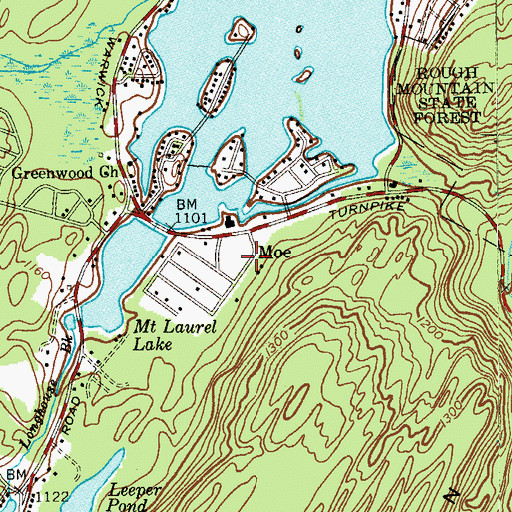 Topographic Map of Moe, NJ
