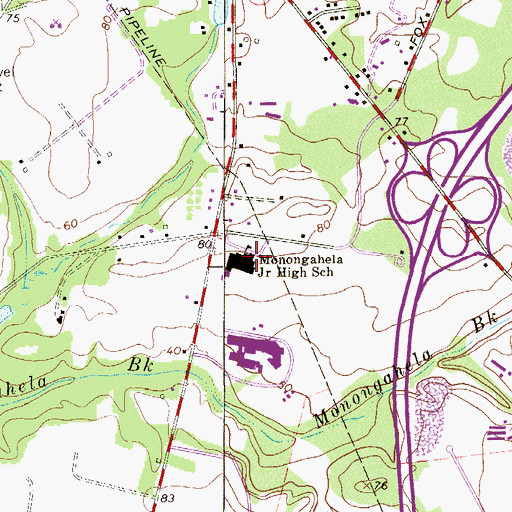 Topographic Map of Monongahela Middle School, NJ