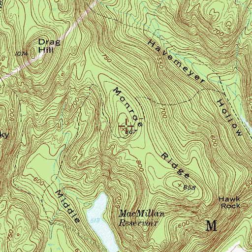 Topographic Map of Monroe Ridge, NJ