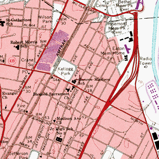Topographic Map of Madison-Monroe Elementary School, NJ