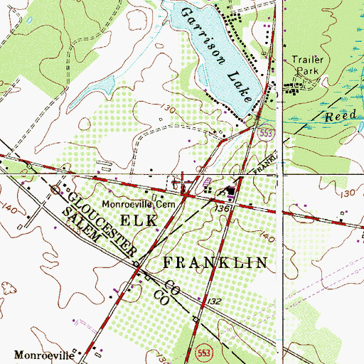 Topographic Map of Monroeville Cemetery, NJ