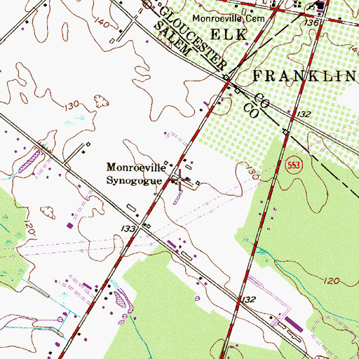 Topographic Map of Monroeville Synogogue, NJ