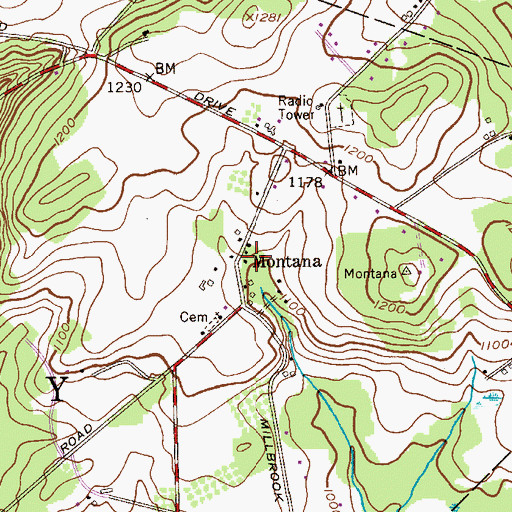 Topographic Map of Montana, NJ