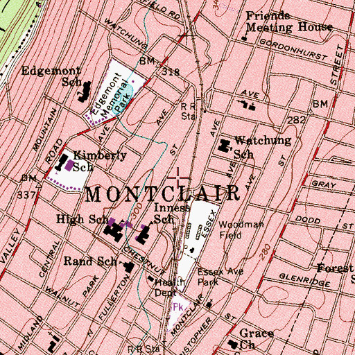 Topographic Map of Montclair, NJ