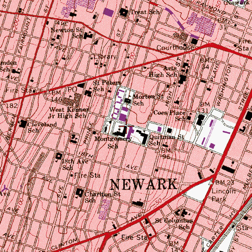 Topographic Map of Montgomery Street High School, NJ