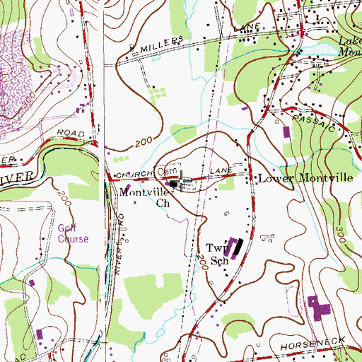 Topographic Map of Montville Church, NJ