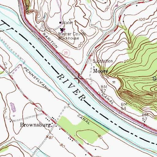 Topographic Map of Moores Creek, NJ