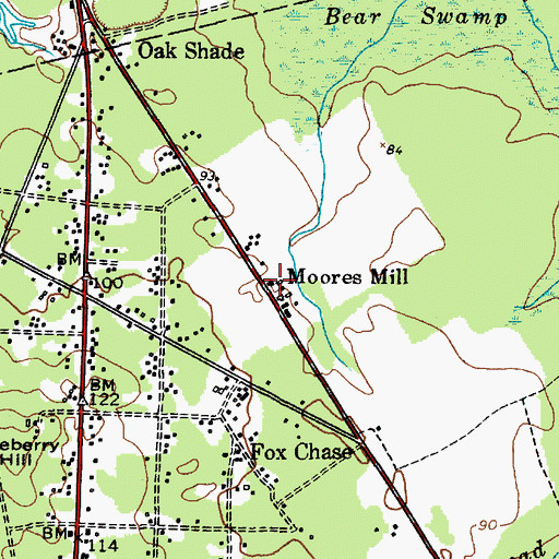 Topographic Map of Moores Mill, NJ