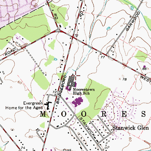 Topographic Map of Moorestown High School, NJ