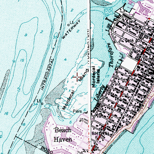 Topographic Map of Mordecai Island, NJ