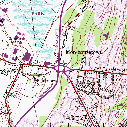 Topographic Map of Morehousetown, NJ