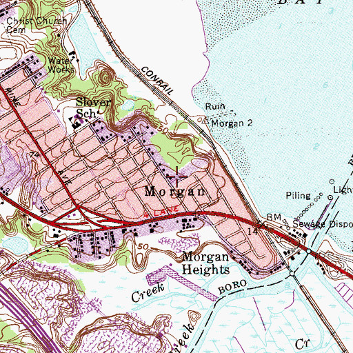 Topographic Map of Morgan, NJ