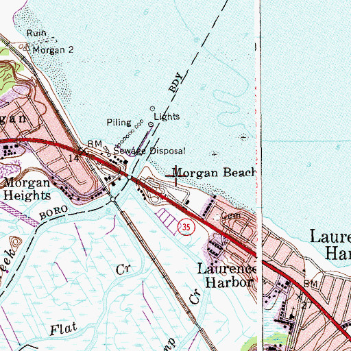 Topographic Map of Morgan Beach, NJ