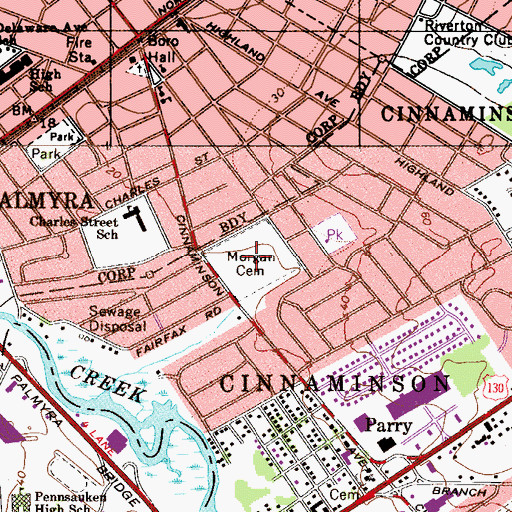 Topographic Map of Morgan Cemetery, NJ