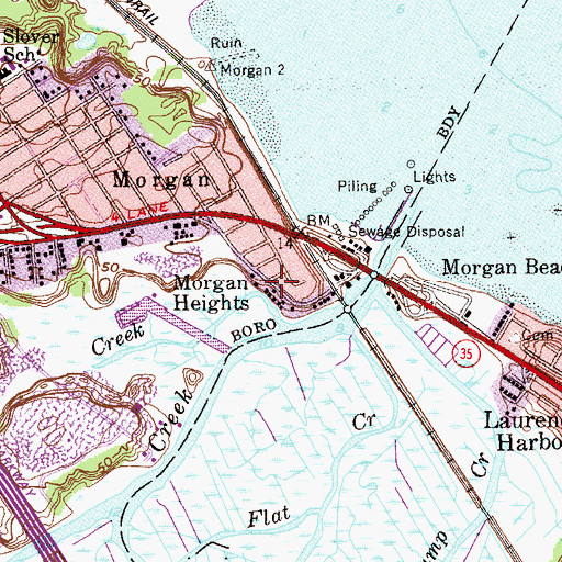 Topographic Map of Morgan Heights, NJ