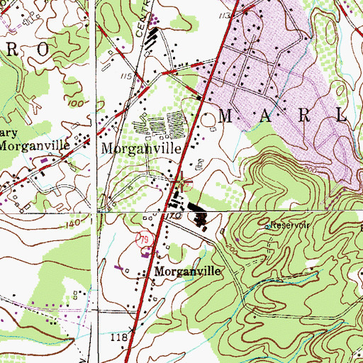 Topographic Map of Morganville, NJ