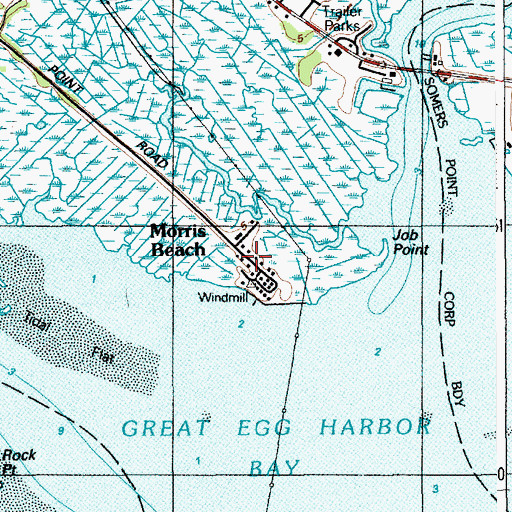 Topographic Map of Morris Beach, NJ