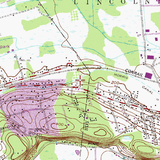 Topographic Map of Morris Canal, NJ