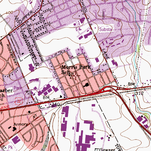 Topographic Map of Morris Park School, NJ