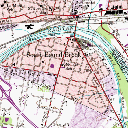 Topographic Map of Robert Morris Elementary School, NJ