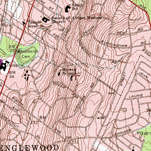 Topographic Map of Morrow Schools, NJ