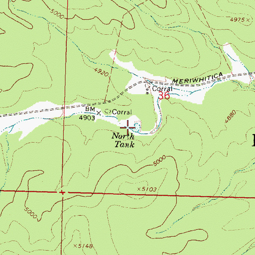 Topographic Map of North Tank, AZ