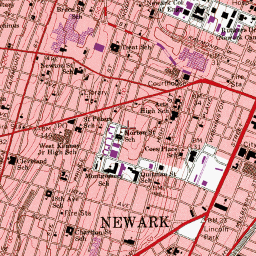 Topographic Map of Morton Street Elementary School, NJ