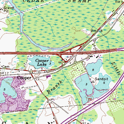 Topographic Map of Moss Branch, NJ