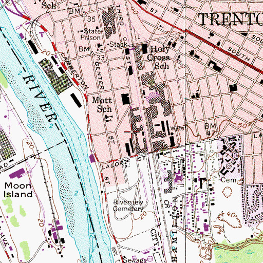 Topographic Map of Gershom Mott Elementary School, NJ