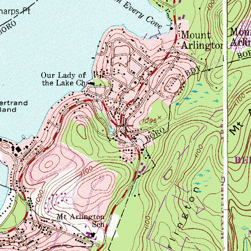 Topographic Map of Mount Arlington, NJ