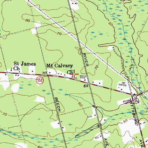 Topographic Map of Mount Calvary Church, NJ