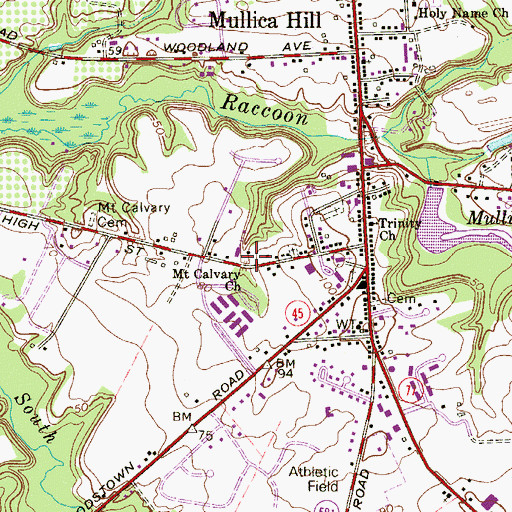 Topographic Map of Mount Calvary Church, NJ