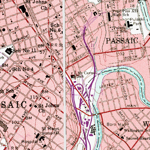 Topographic Map of Our Lady of Mount Carmel School, NJ