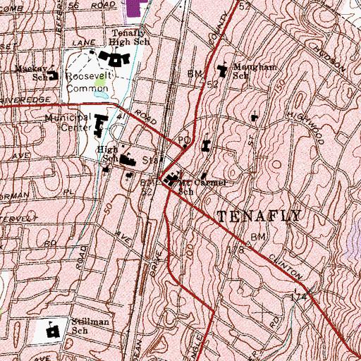 Topographic Map of Our Lady of Mount Carmel School, NJ