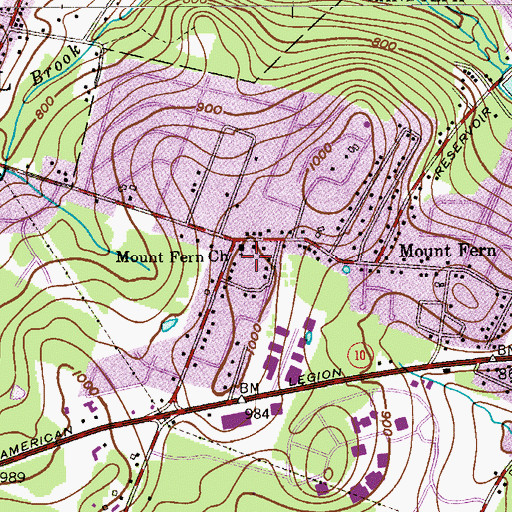 Topographic Map of Mount Fern United Methodist Church, NJ