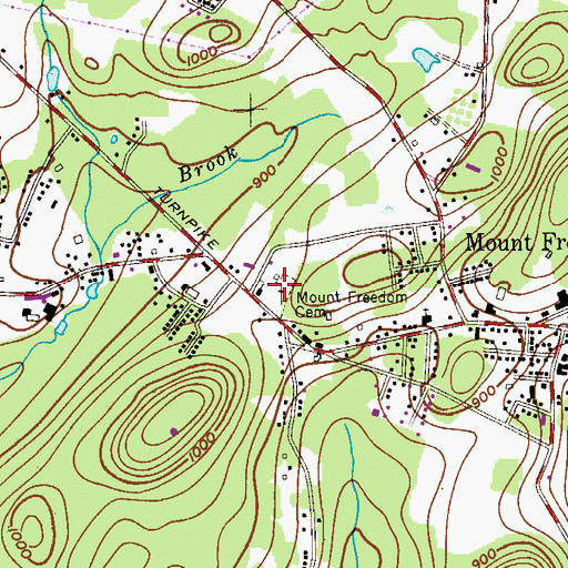 Topographic Map of Mount Freedom Cemetery, NJ